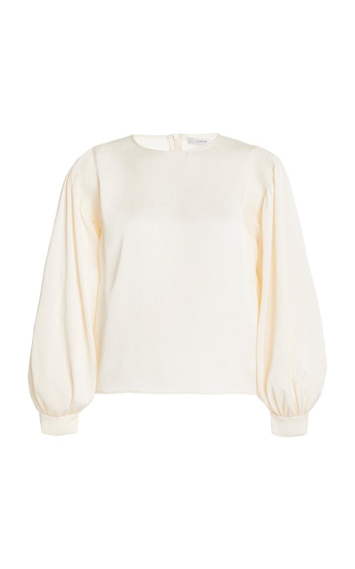 Moda Operandi Vince Smocked Crepe De Chine Blouse
