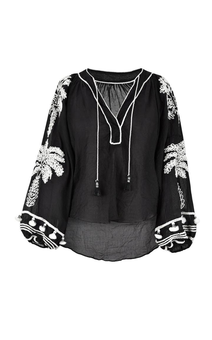 Moda Operandi Johanna Ortiz Cursos Del Rio Embroidered Linen Top