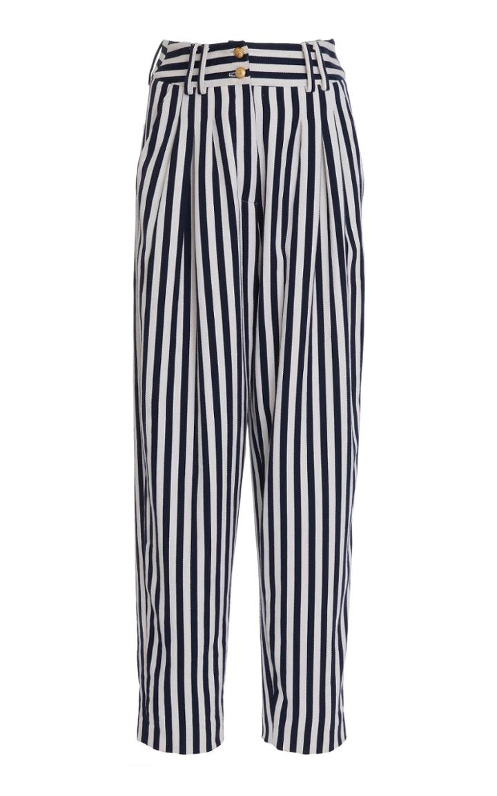 Balmain High-waisted Stripe Tapered Pants
