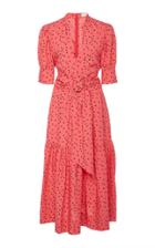 Rebecca Vallance Holliday Polka-dot Linen-blend Midi Dress