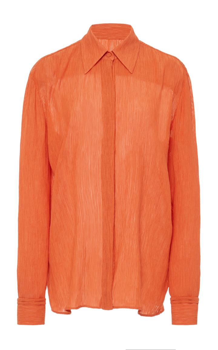 Moda Operandi Gabriela Hearst Cruz Button-down Cotton-silk Blend Top Size: 36
