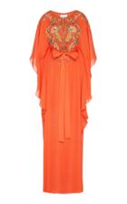 Marchesa Embroidered Silk Georgette Caftan