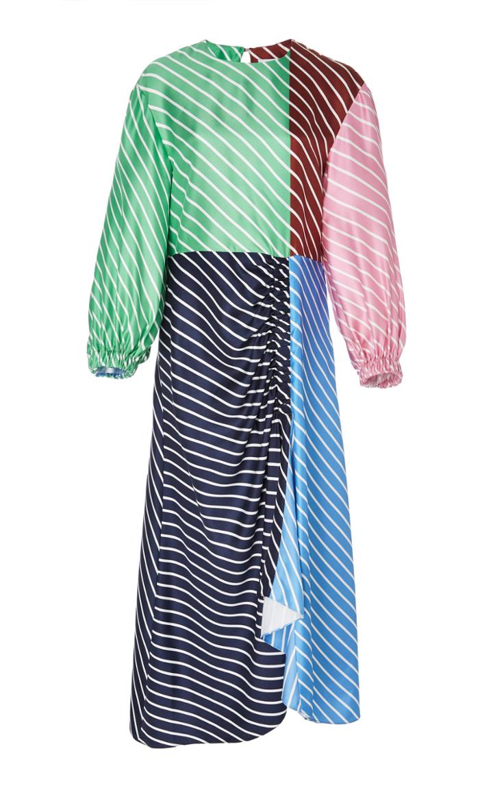 Tibi Shirred Detail Midi Dress