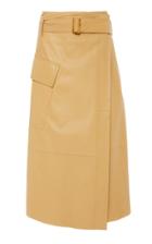 Vince Belted Leather Wrap Midi Skirt