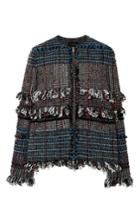 Thakoon Fringed Tweed Draped Jacket