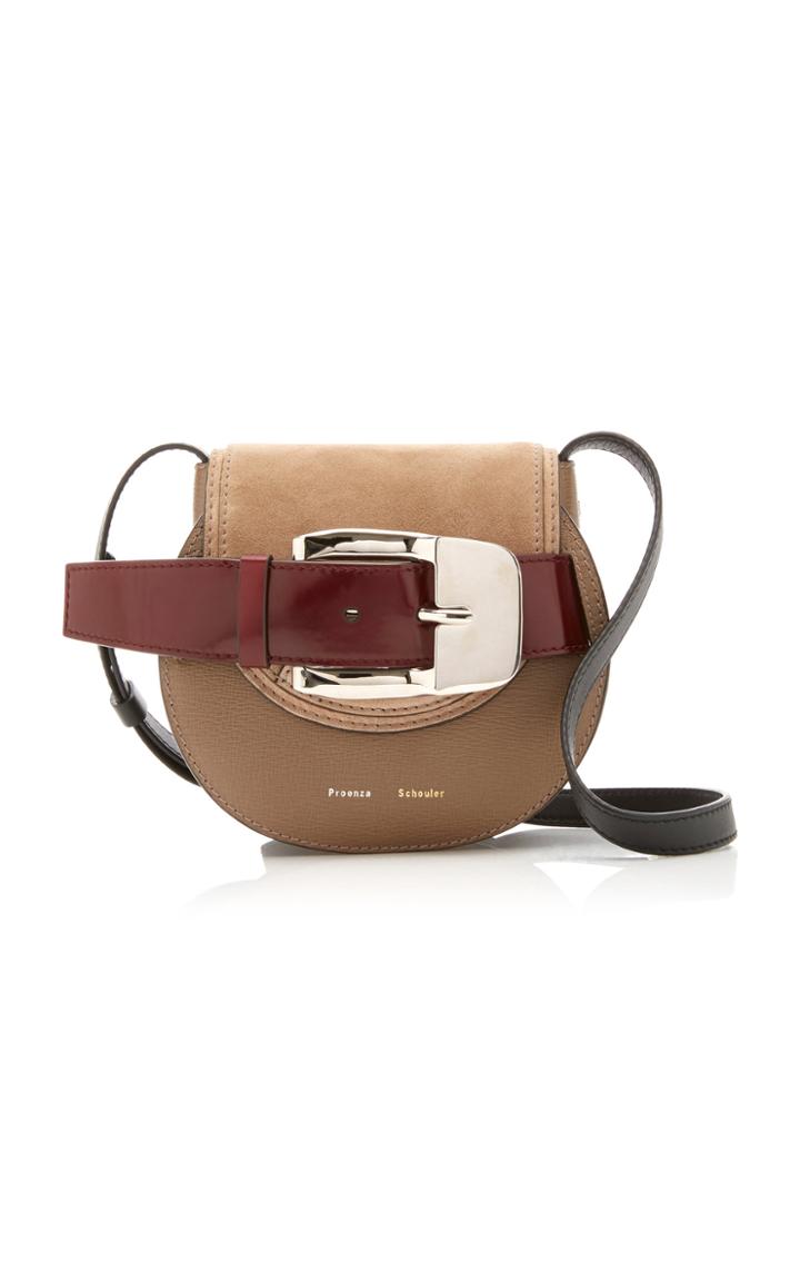 Proenza Schouler Buckled Textured-leather And Suede Bag
