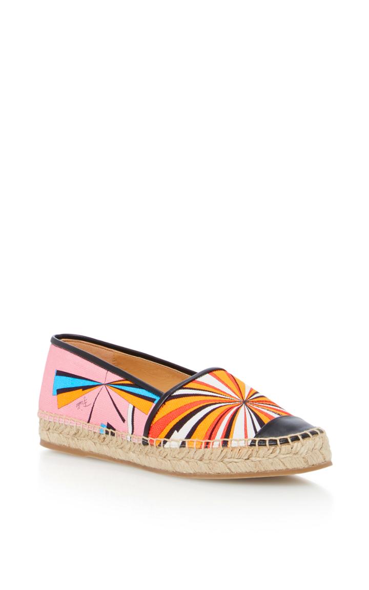 Emilio Pucci Leather-trimmed Printed Canvas Espadrilles