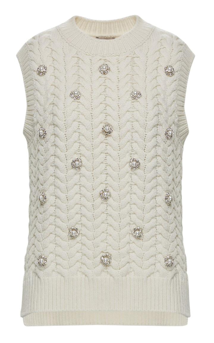 Moncler Genius Embellished Cable-knit Wool And Cashmere-blend Sweater