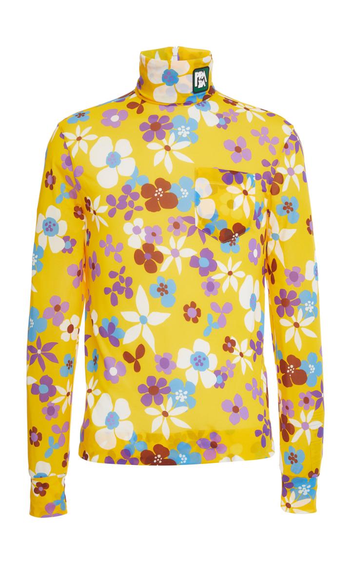 Prada Bloom Printed Jersey Turtleneck