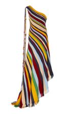 Oscar De La Renta Asymmetric Striped Cotton Dress