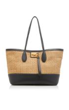 Salvatore Ferragamo The Studio Straw And Leather Tote Bag
