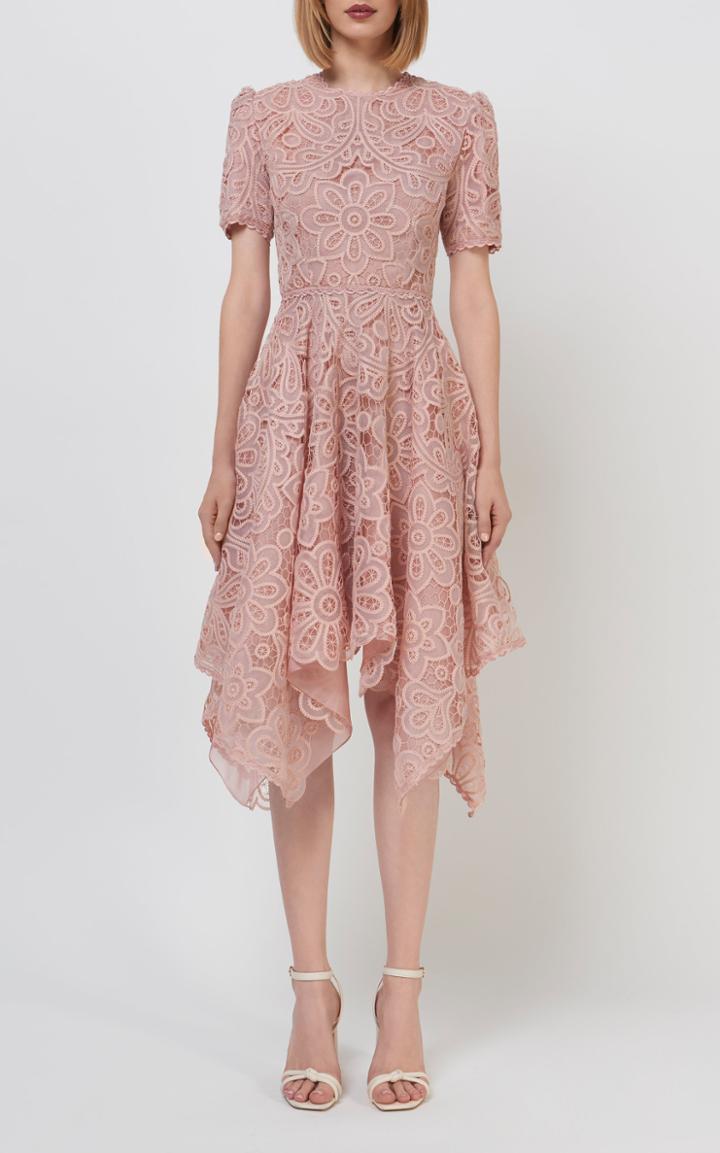 Moda Operandi Costarellos Raisie Embroidered Organza Handkerchief Dress