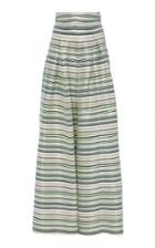 Christian Siriano Metallic Stripe Front Pleated Wide Leg Trouser