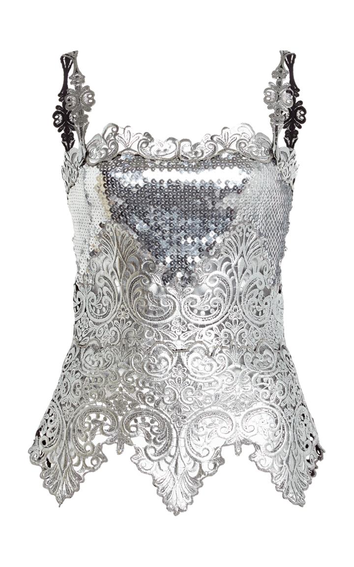 Moda Operandi Paco Rabanne Sequin-embellished Lace Top