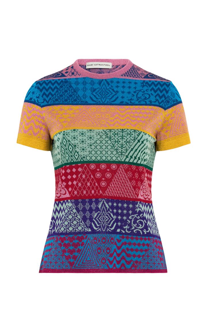 Mary Katrantzou Pedro Sparkle Jacquard Knit Top