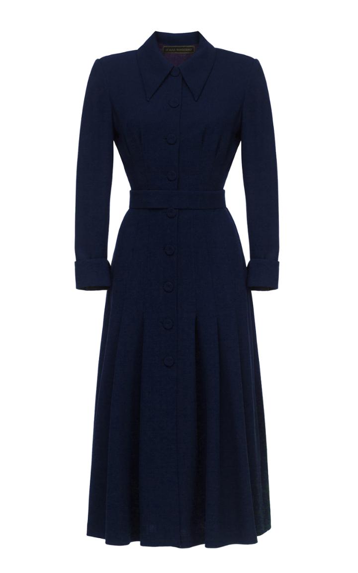 Ulyana Sergeenko Demi Couture Pleated Long Sleeve Midi Dress
