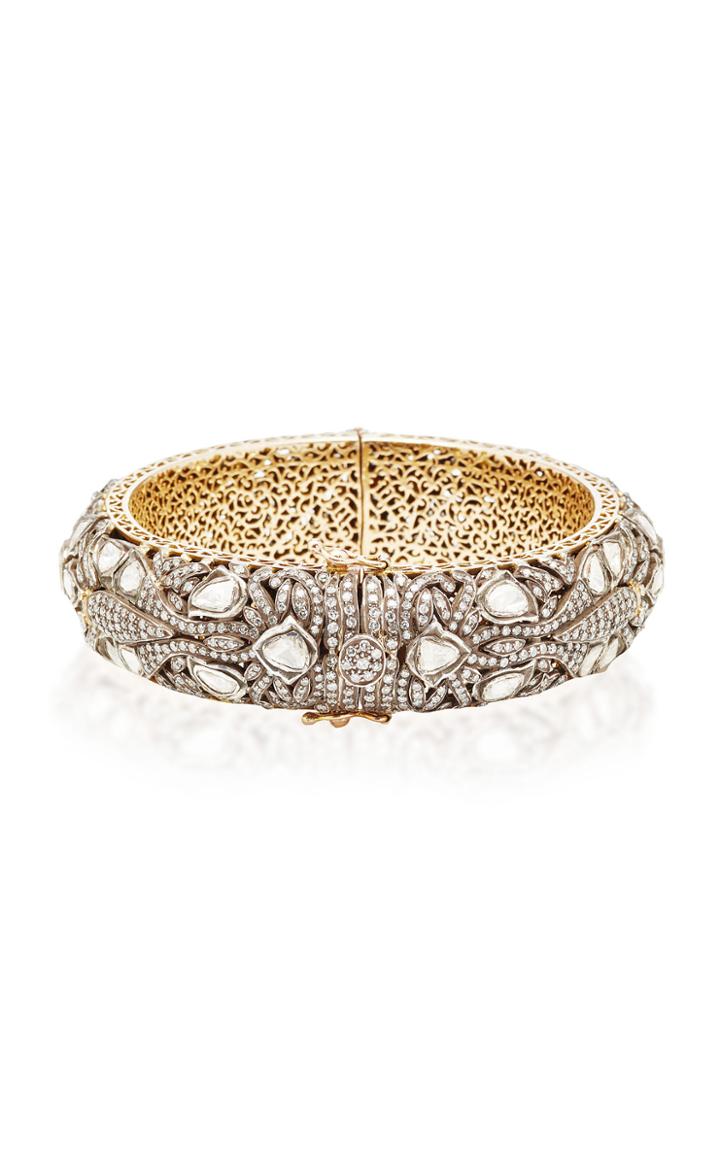 Sanjay Kasliwal Indorussian 14k Gold Silver And Diamond Bangle
