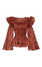 Christian Siriano Metallic Off The Shoulder Blouse
