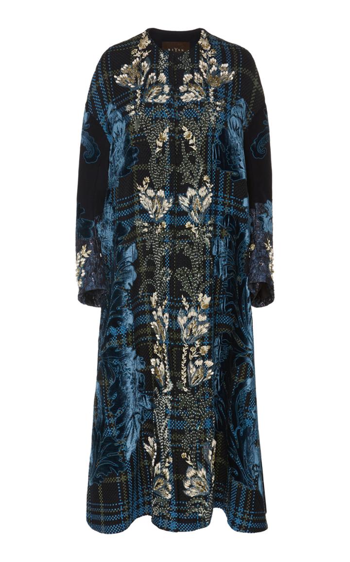Biyan Hyland Embellished Plaid Coat