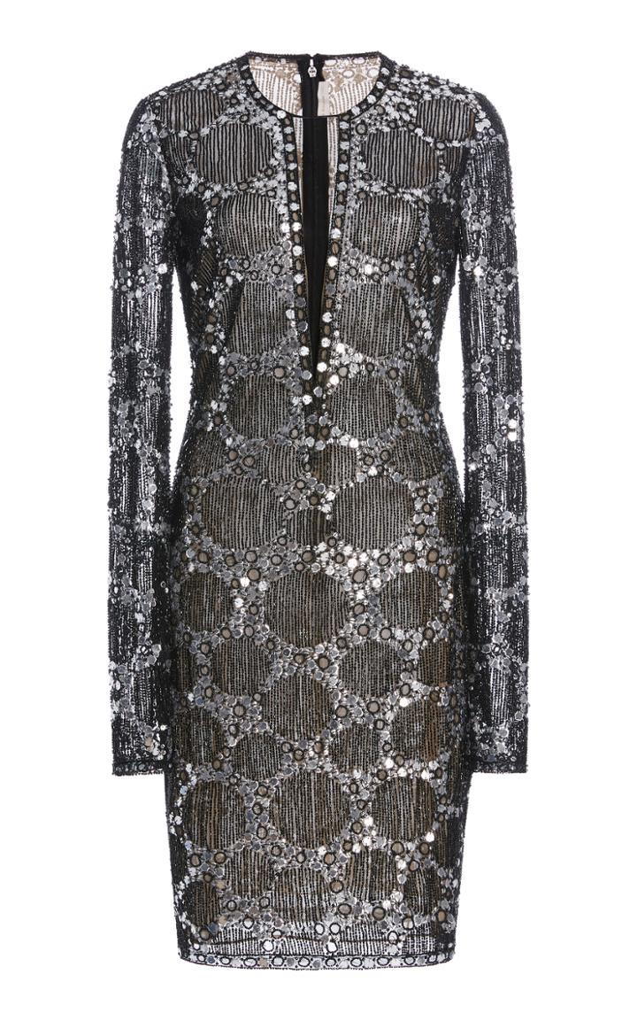 Naeem Khan Long Sleeve Embellished Dress