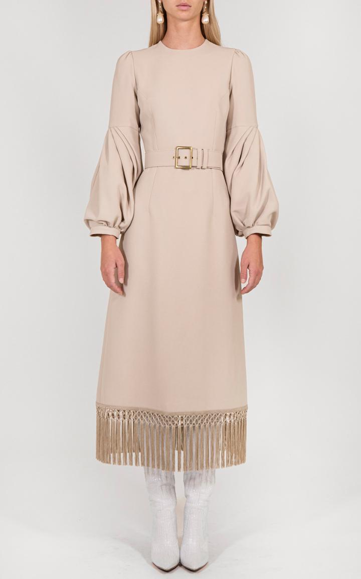 Moda Operandi Andrew Gn Belted Fringe Midi Dress