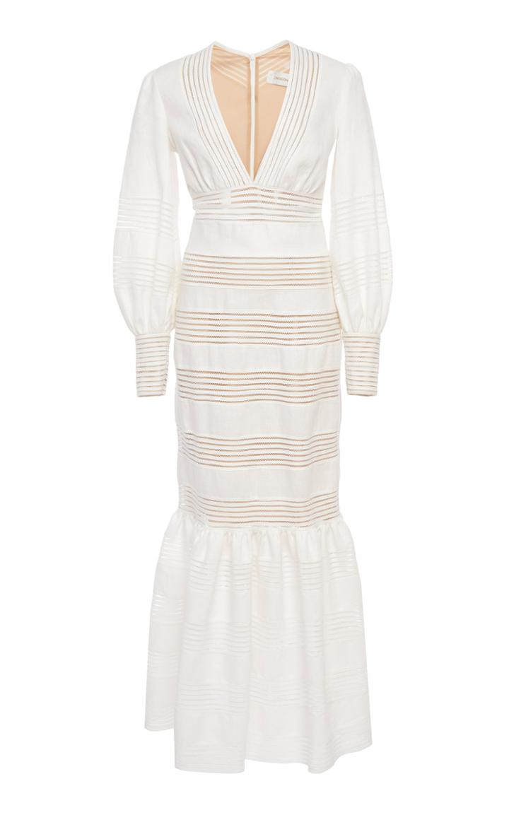 Zimmermann Corsage Linear Linen Midi Dress