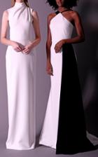 Christian Siriano Textured Crepe Pleated Shoulder Gown