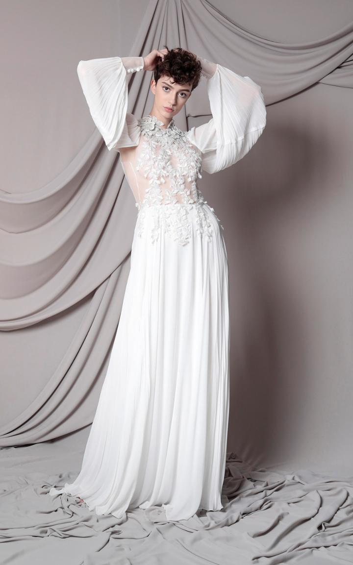 Moda Operandi Marco & Maria Emrboidered Puff Sleeve Gown Size: 0
