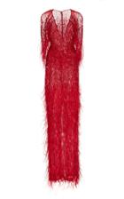 Moda Operandi Pamella Roland Sequin And Feather-embellished Tulle Cape Gown