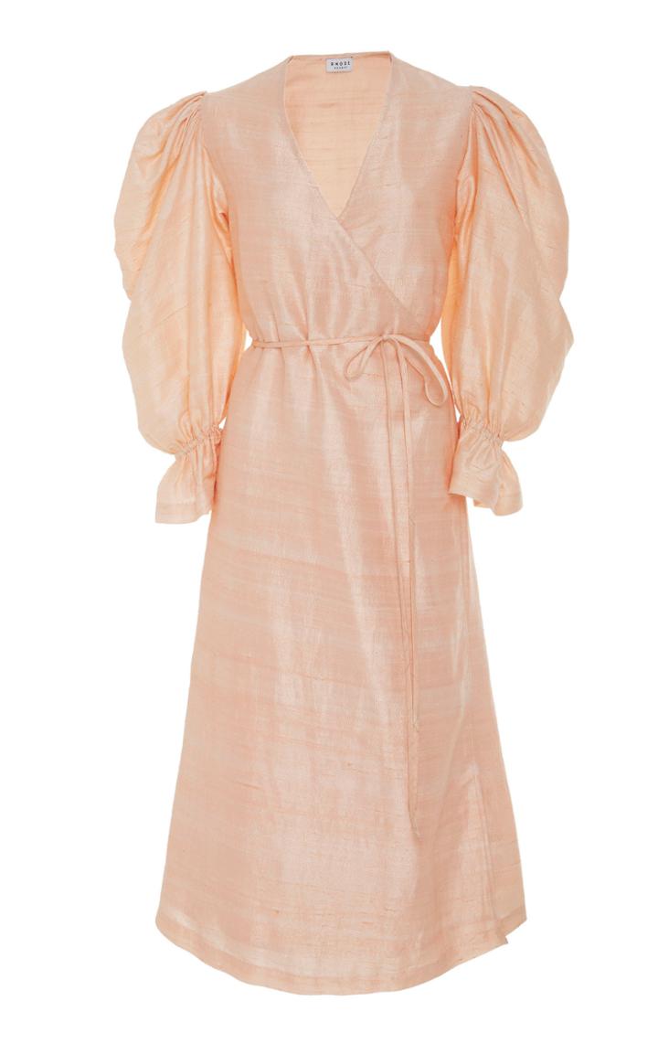 Rhode Resort Emilia Wrap-effect Silk-shantung Dress