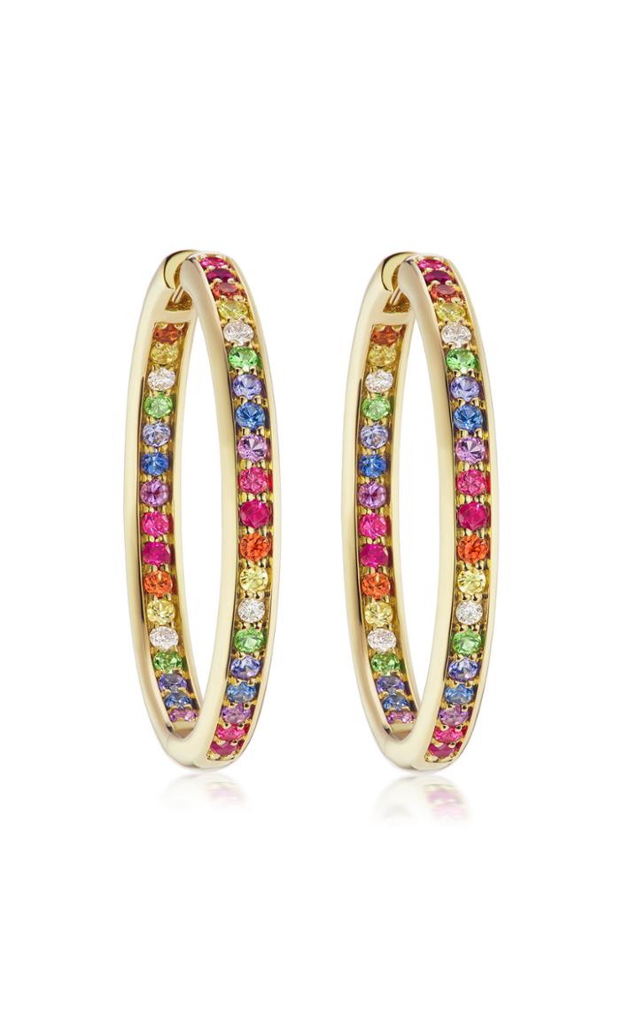 Moda Operandi Jane Taylor Cirque One Inch Slim Inside-out Hoops With Rainbow Gemston