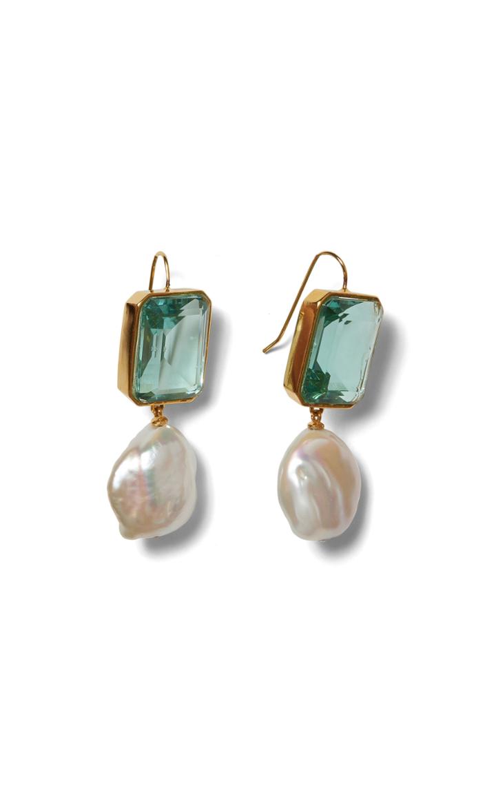 Lizzie Fortunato Aegean Gold-plated, Quartz And Pearl Earrings