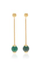 Ilias Lalaounis 18k Gold And Green Malchite Drop Earrings