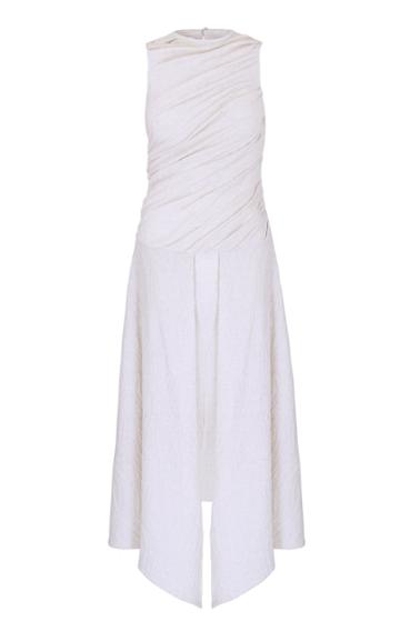 Amal Al Mulla Off White Stretched Textured Asymmetrical Dress