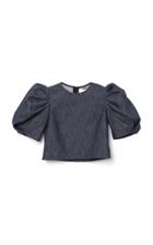 Moda Operandi Carolina Herrera Puff-sleeve Stretch-denim Crop Top