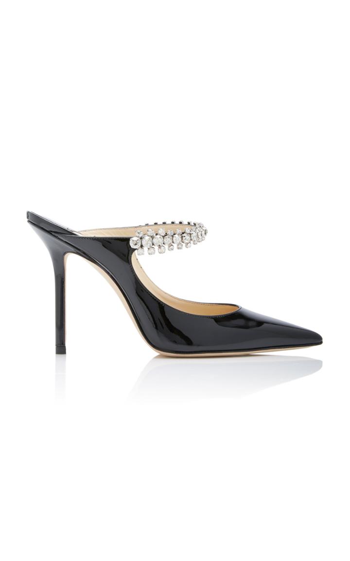 Jimmy Choo Crystal-embellished Patent-leather Mules