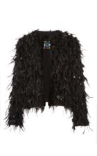 Libertine Black Feathers And Beads Collarless Jacket
