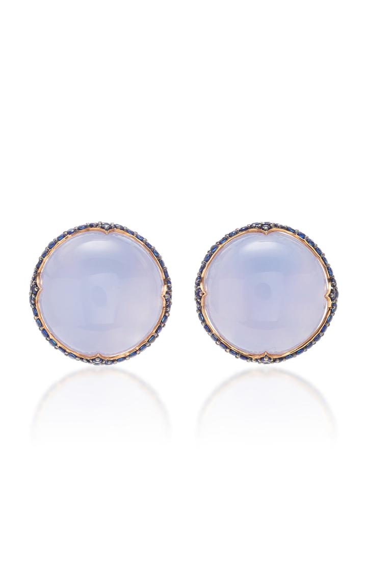 Giovane 18k Rose Gold Chalcedony And Sapphire Earrings