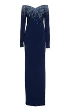 Pamella Roland Off-the-shoulder Sequin Embroidered Crepe Gown