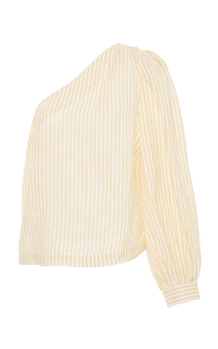 Frame Denim Striped One Shoulder Cotton Top