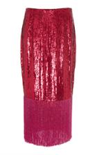 Sally Lapointe Fringe-hem Sequin Embroidered Pencil Skirt