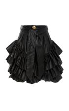 Rodarte Ruffled Tie-waist Leather Shorts