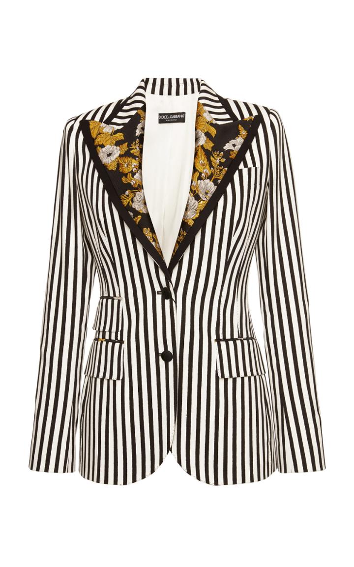 Dolce & Gabbana Striped Blazer With Embroidery