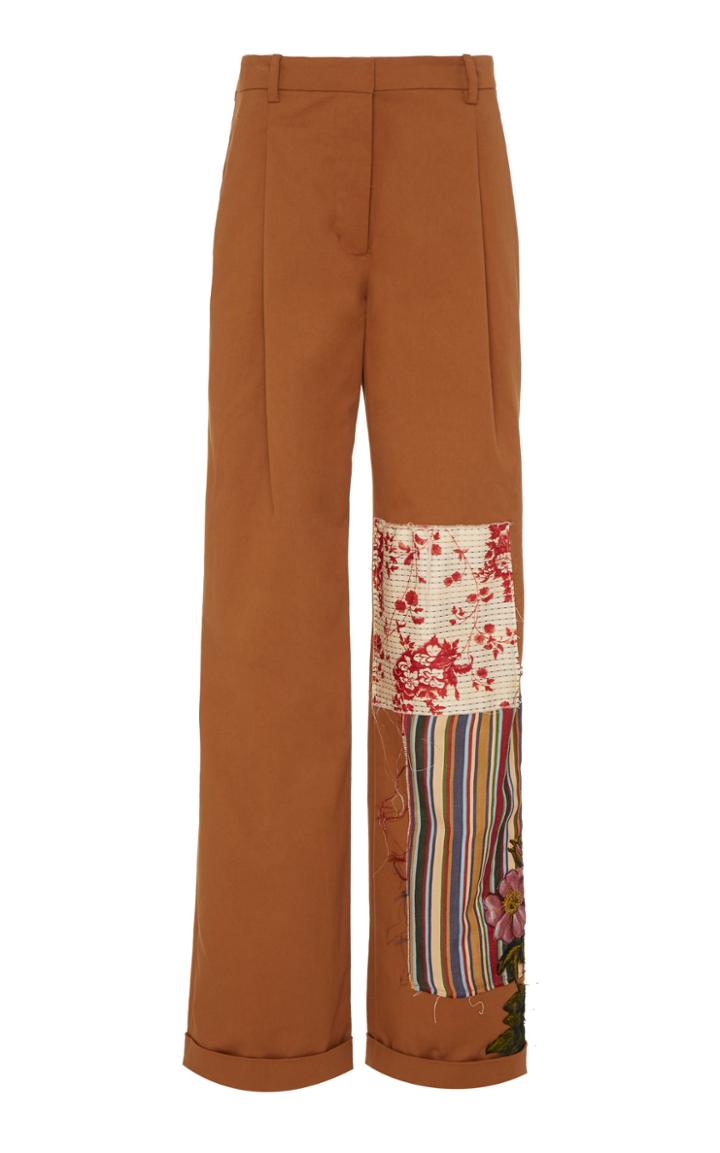 Moda Operandi Oscar De La Renta Patchwork Twill Wide-leg Pants Size: 0