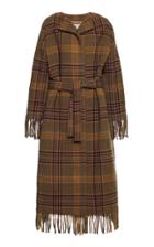 Moda Operandi Etro Plaid Wool-blend Fringe Hem Coat