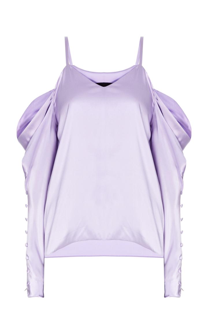 Flow The Label Violet Draped Cold Shoulder Blouse