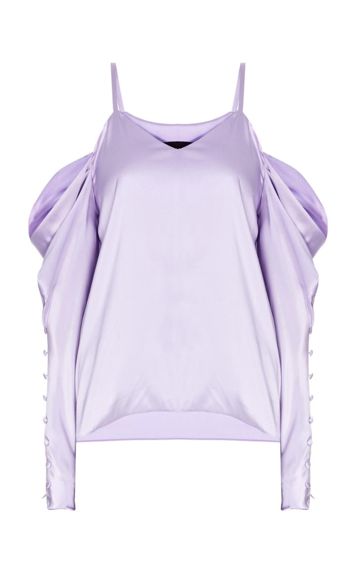 Flow The Label Violet Draped Cold Shoulder Blouse