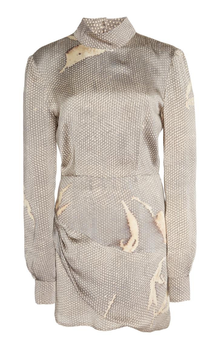 Zeynep Aray Leaf Wrap Satin Dress