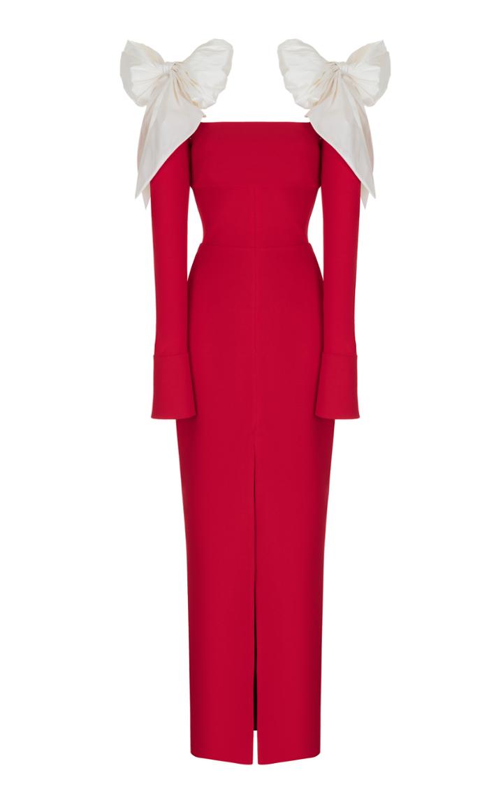 Rasario Long Sleeve Crepe Gown