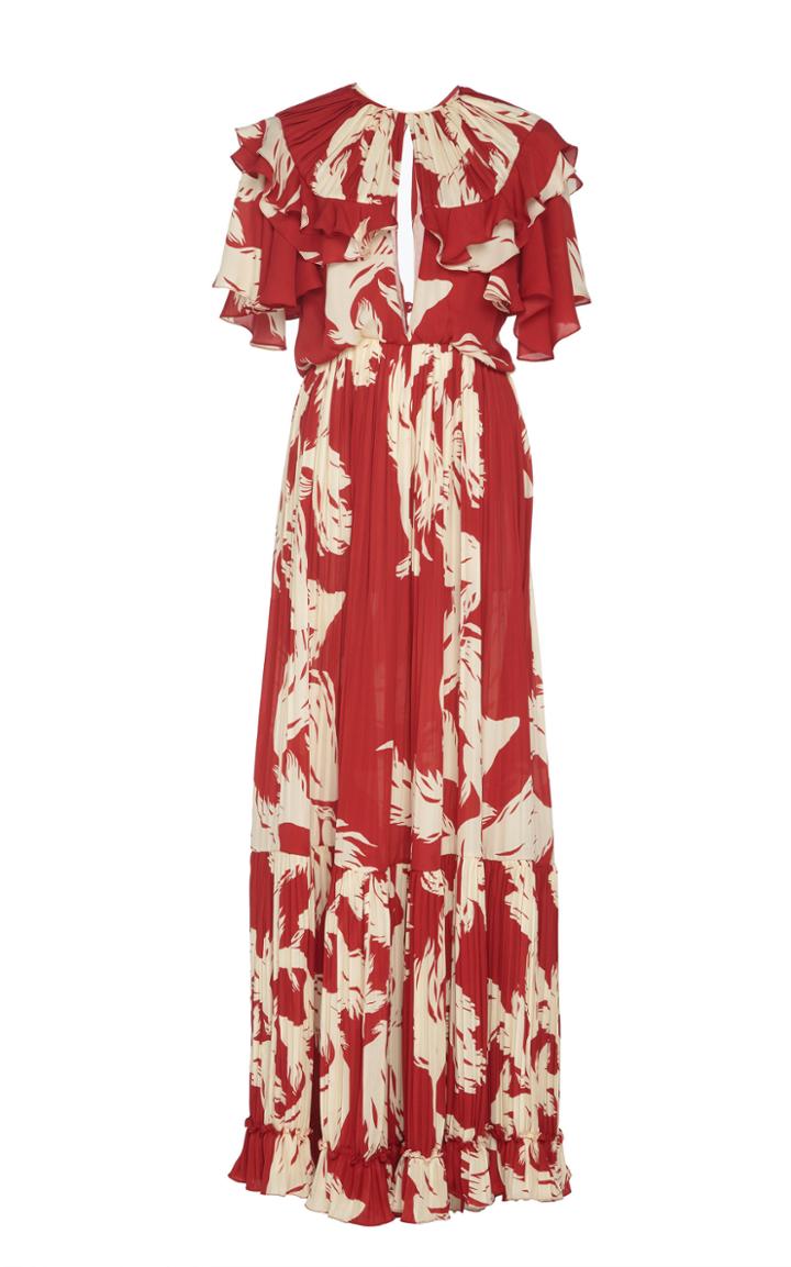 Johanna Ortiz Musica Sagrada Pleated Silk Maxi Dress